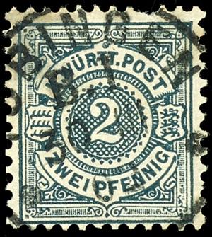 Wuerttemberg 2 penny with cancellation ... 