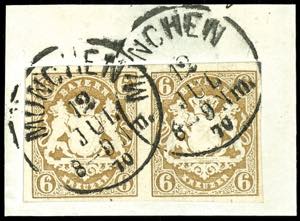 Bavaria 6 Kr. Coat of arms ochre-brown, ... 