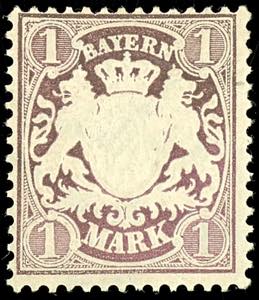 Bavaria 1 Mark reddish violet, unused with ... 