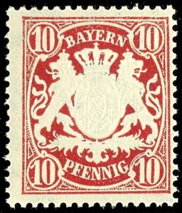 Bavaria 10 Pf carmine red in perforation An ... 