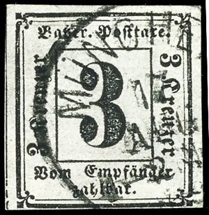 Bavaria Postage Due Stamps 3 Kr. Cut, ... 