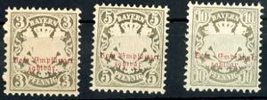 Bavaria Postage Due Stamps 3 Pfg to 10 Pfg ... 