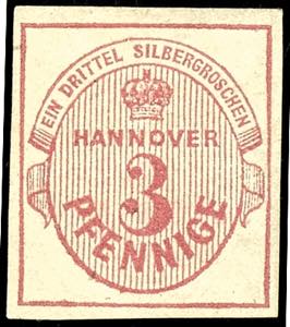 Hannover 3 Pfg karminrot, ungebraucht mit ... 