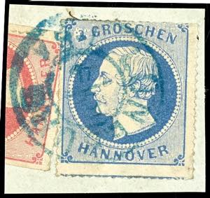 Hanover 2 Groschen blue, white gum, plate ... 