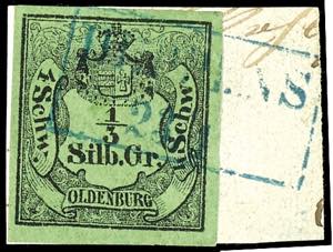 Oldenburg 1 / 3 Sgr. On olive green, on all ... 