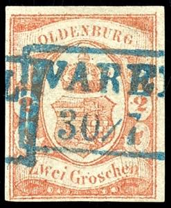 Oldenburg 2 Groschen dark vermillion, having ... 