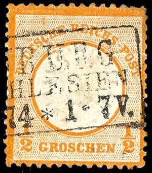 German Reich ½ Gr. Large shield, orange, ... 