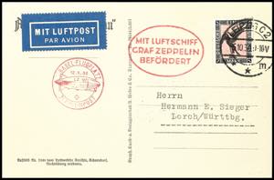 Zeppelin Mail 1930, trip to Leipzig, return ... 