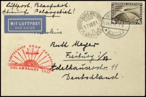 Zeppelinpost nach Sieger 1931, Polarfahrt, ... 