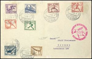 Zeppelin Mail 1936, Olympia trip, handing in ... 