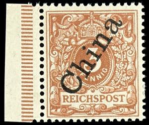 Deutsche Post in China 3 Pf Steilaufdruck ... 