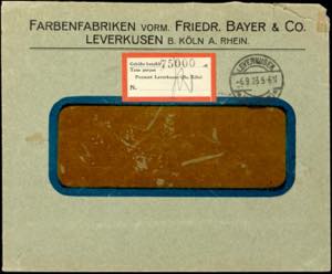 Leverkusen Fee slip with a stamped ... 