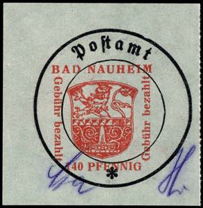 Bad Nauheim 140 Pfg postal service seal slip ... 