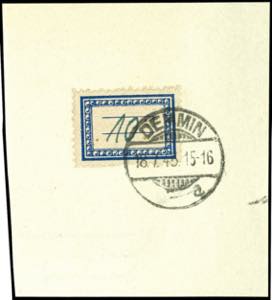 Demmin 10 Pfg. Temporary stamp, used ... 