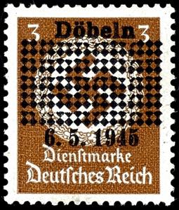 Döbeln 3 Pfg official stamp with sample ... 