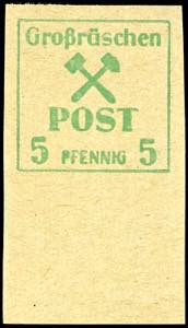 Großräschen 5 Pfg postal stamp, proof on ... 