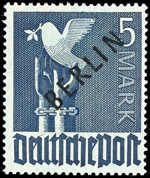 Berlin 5 Mark black overprint, overprint ... 
