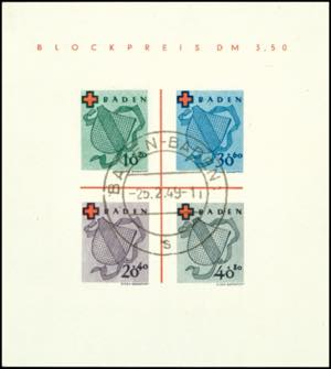 Baden Red cross souvenir sheet, type I / I, ... 