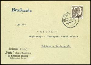 Rhineland-Palatinate 6 Pfg. Postal stamp on ... 