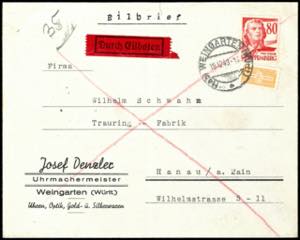 Wuerttemberg 80 Pfg postal stamp on properly ... 