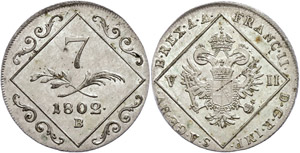 Coins of the Roman-German Empire 7 Kreuzer, ... 