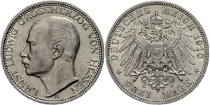 Hesse 3 Mark, 1910, Ernst Ludwig, s, ... 