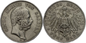 Saxony 5 Mark, 1903, Georg, very fine, ... 