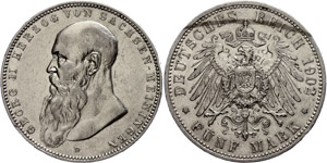 Saxony-Meiningen 5 Mark, 1902, Georg II., at ... 