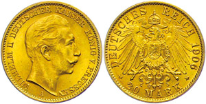 Prussia 20 Mark, 1906, A, Wilhelm II., ... 