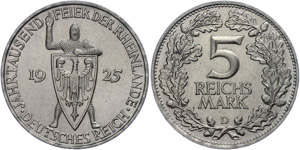 Coins Weimar Republic 5 Reichmark, 1925, ... 