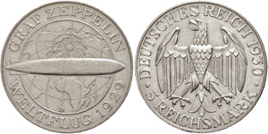 Coins Weimar Republic 5 Reichmark, 1929, D, ... 