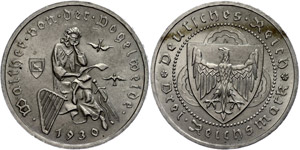 Coins Weimar Republic 3 Reichmark, 1930, ... 