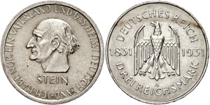 Coins Weimar Republic 3 Reichmark, 1931, ... 