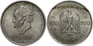 Coins Weimar Republic 3 Reichmark, 1932, ... 