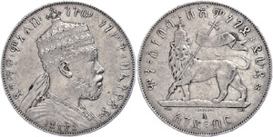 Ethiopia Birr ICE (28, 075g (835) ), 1887 A ... 
