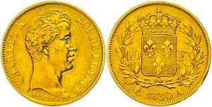 France 40 Franc, gold, 1830, Charles X., A ... 