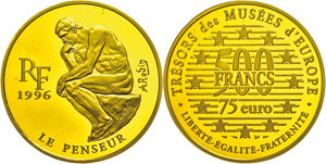 France 500 Franc, gold, 1996, Le Penseur, KM ... 