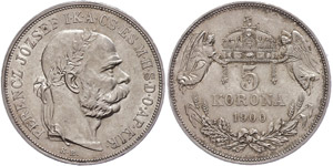Old Austria coins until 1918 5 coronas, ... 