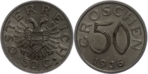 Austria 1st Republic 1918-1938 50 groat, ... 