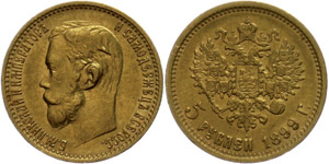 Russian Empire until 1917 5 Rouble, gold, ... 