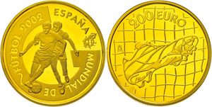 Spain 200 Euro, gold, 2002, to the soccer ... 