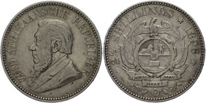 South Africa 2 + Schillings, 1896, small ... 