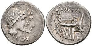 Coins Roman Republic Mn. Fonteius, denarius ... 