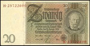 Deutsche Reichsbanknoten 1874-1945 20 ... 