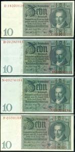 Deutsche Reichsbanknoten 1874-1945 4x 10 ... 