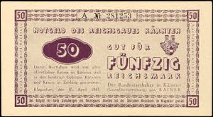 Deutsche Reichsbanknoten 1874-1945 Kärnten, ... 