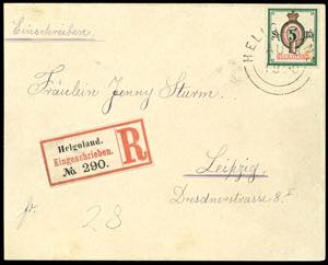 Helgoland 5 Sk. / 5 M. On registered letter ... 