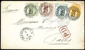 Thurn & Taxis 1 Kr. Green, 3 Kr. Red and 6 ... 