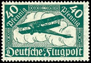 German Reich 40 Pfg. Airmail with cloudy ... 