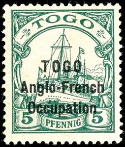 Togo Britische Besetzung 5 Pfg., Aufdruck 15 ... 